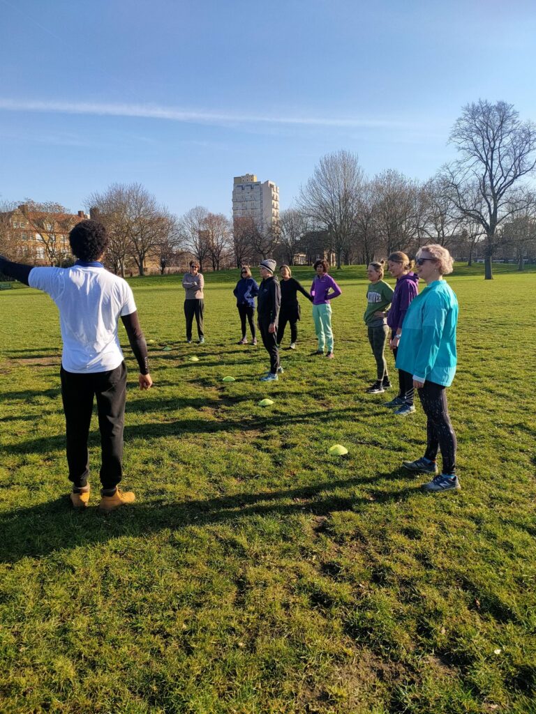 SWBW ladies group session training together in a South London park